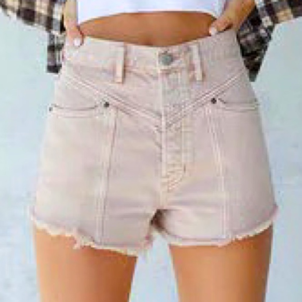 PacSun tan ultra high waisted vintage denim shorts